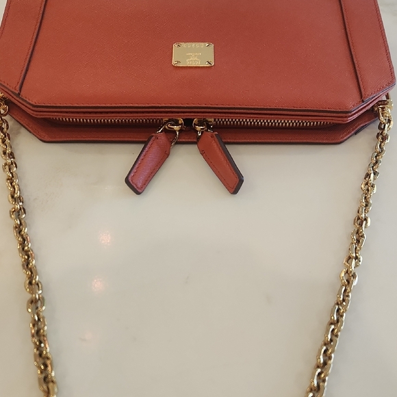MCM Slim 3 Way Crossbody Bag Gold Chain. Gorgeous Coral Color! - Picture 6 of 12